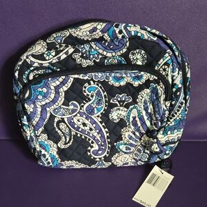 Vera Bradley "Deep Night Paisley" Iconic Lay Flat Cosmetic Bag